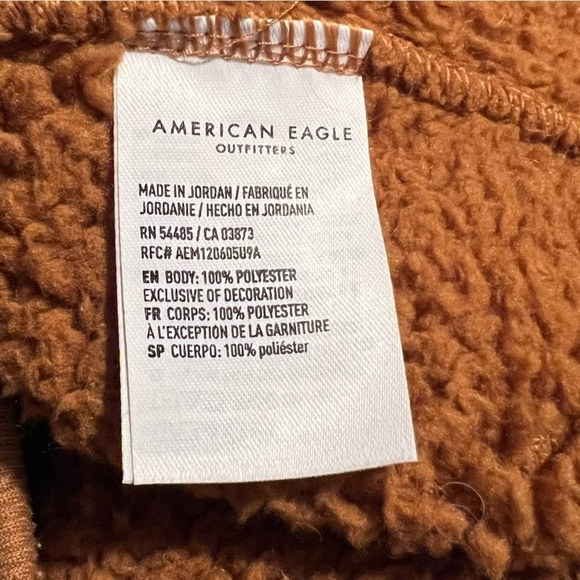American Eagle Brown Sherpa Hoodie Size Medium - Picture 5 of 9